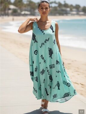 Exist | Dresses | Exist Tiedye Maxi Dress In Pink Coral And Blue Size Large  | Poshmark